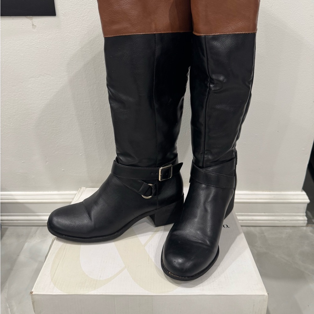 Black and Brown Women's Knee-High Boots 7.5